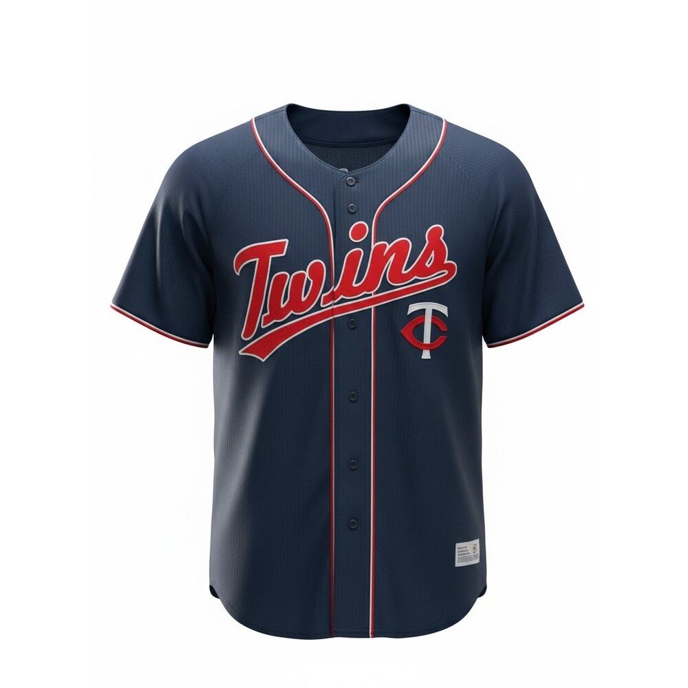Dynasty MLB Minnesota Twins Mens Authentic Embroidered Baseball Jersey Blue Sz L